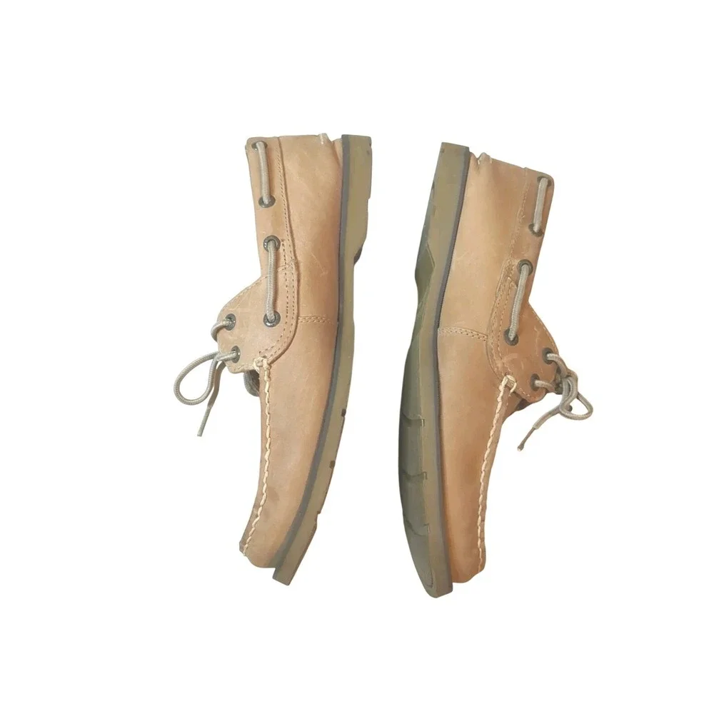 Pre-own‎ SPERRY Top Sider Tan LEATHER Boat Shoe (No Box) Size 9.5M, Men